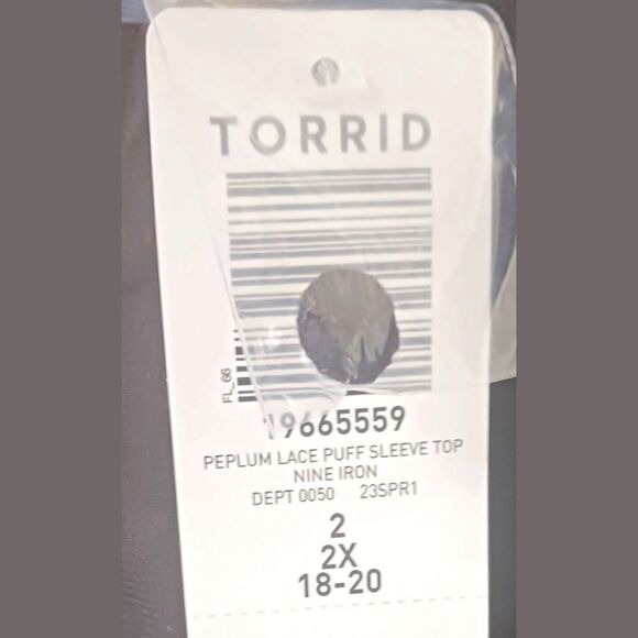 Torrid New Plus Size Black Peplum Lace Puff Sleeve Top. - Picture 10 of 12